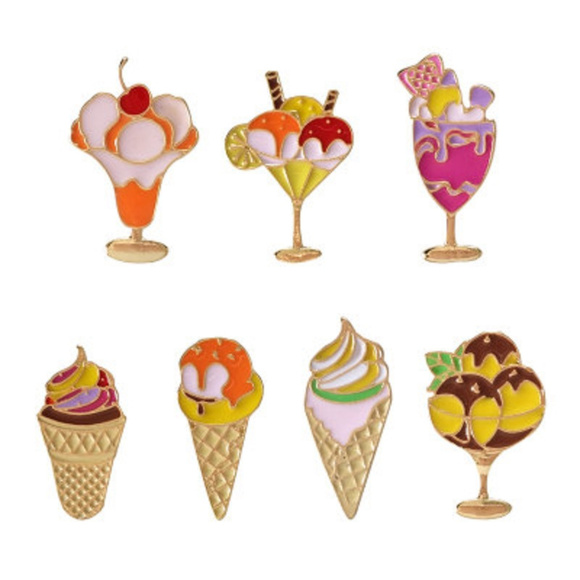 Jewelry - Enamel Ice Cream Pins - 7 Various Small Pins Set.